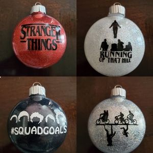 Stranger Things Christmas Ornaments Set of 4 New